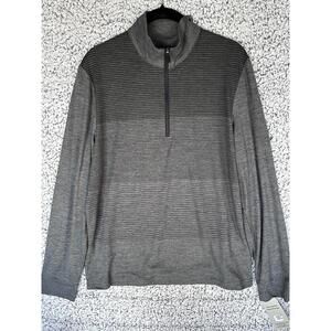 PGA Tour Mens Quarter Zip Pullover Small Gray Iron Caviar Stretch Golf Top